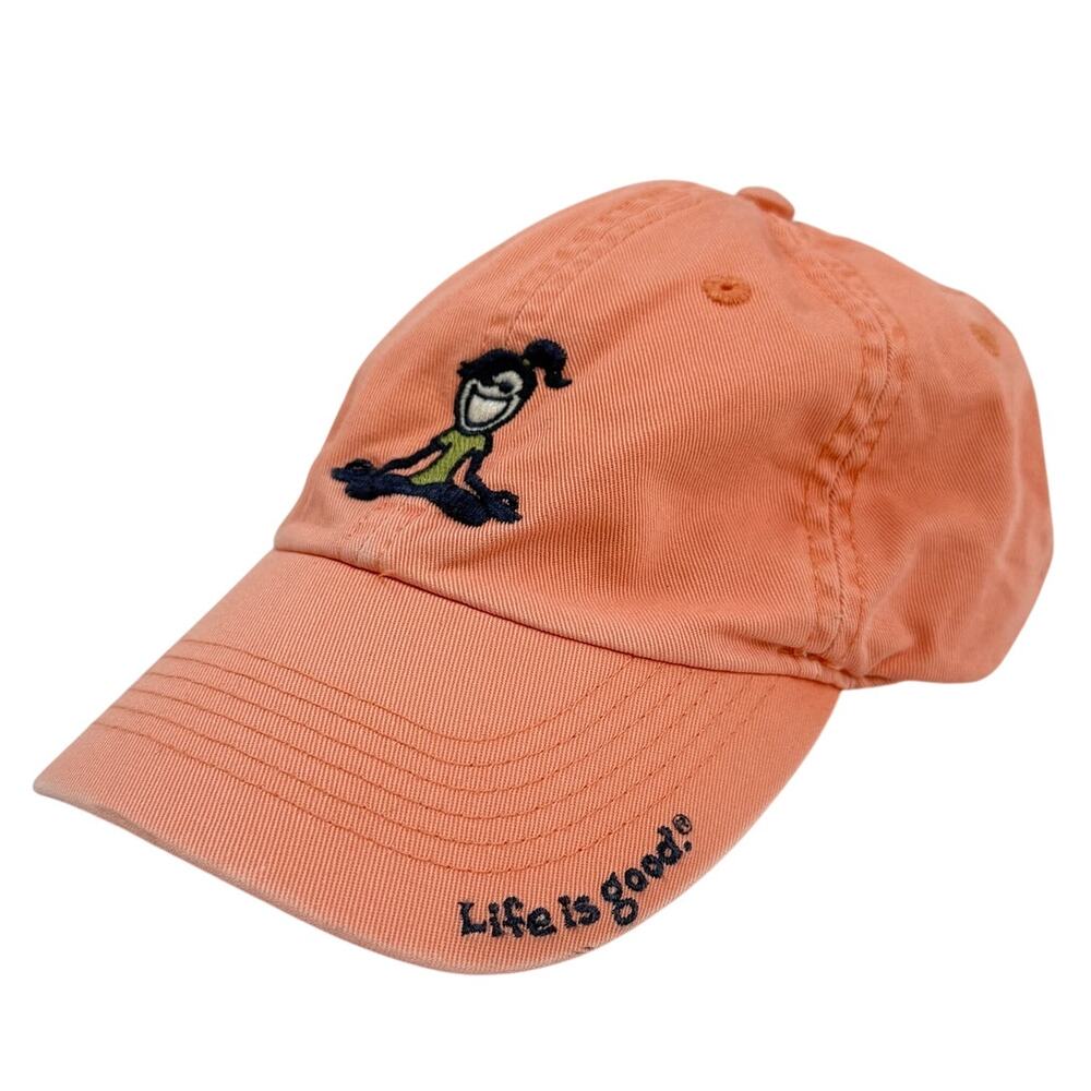 Life is Good Baseball Cap Yoga Chill Cap Peach Embroidered Graphic Adjustable